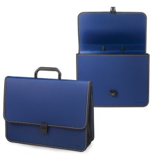 Папка-портфель пластиковая BRAUBERG КОНСУЛ А4 (370х280х120 мм), 2 отделения, фактура бисер, синий, 226021