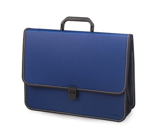 Папка-портфель пластиковая BRAUBERG КОНСУЛ А4 (370х280х120 мм), 2 отделения, фактура бисер, синий, 226021