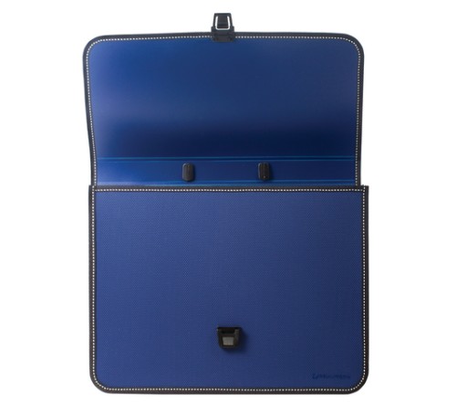 Папка-портфель пластиковая BRAUBERG КОНСУЛ А4 (370х280х120 мм), 2 отделения, фактура бисер, синий, 226021