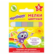 Мел цветной квадратный 6 штук, ЮНЛАНДИЯ 