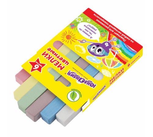 Мел цветной квадратный 6 штук, ЮНЛАНДИЯ 