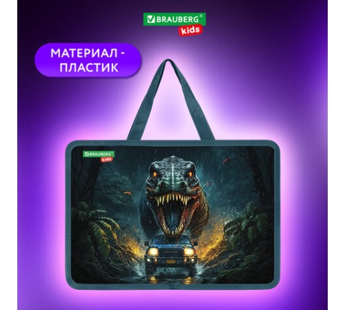 Папка на молнии с ручками BRAUBERG KIDS А4, 1 отделение, пластик, 100 мм, 