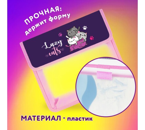 Папка для тетрадей ЮНЛАНДИЯ А5, пластик, 2 отделения, клапан на липучке, 