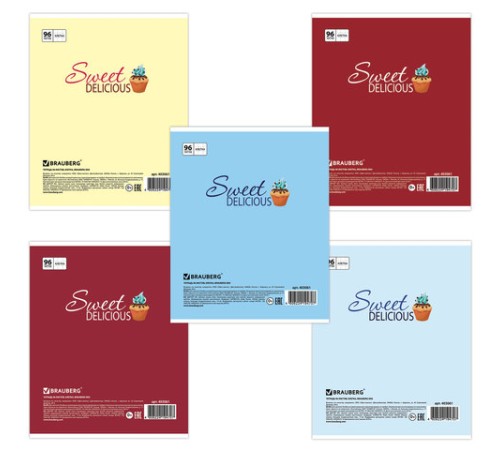 Тетрадь А5, 96 л., BRAUBERG, скоба, клетка, обложка картон, ВКУСНОСТИ, 403061