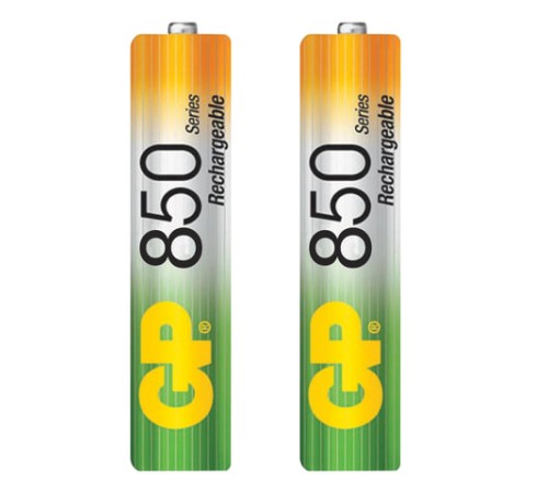 Батарейки аккумуляторные Ni-Mh мизинчиковые КОМПЛЕКТ 2 шт., AAA (HR03) 850 mAh, GP, 85AAAHC-2DECRC2