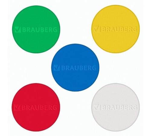 Магниты МОЩНЫЕ 30 мм, НАБОР 5 шт., ассорти, BRAUBERG 