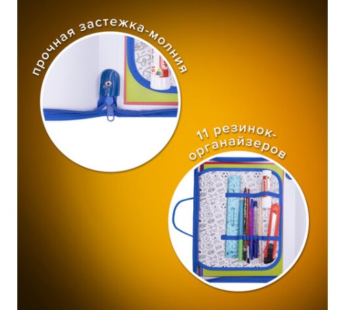 Папка для труда на молнии с ручками ПИФАГОР А4, 1 отделение, пластик, органайзер, 