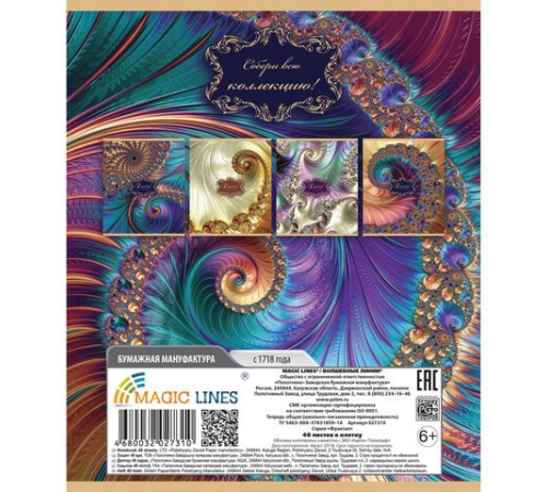 Тетрадь А5, 48 л., ПЗБМ, скоба, клетка, фольга, выборочный TWIN лак, 