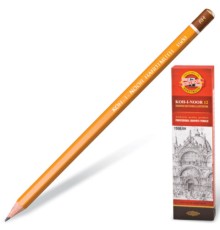 Карандаш чернографитный KOH-I-NOOR 1500, 1 шт., 6H, корпус желтый, заточенный, 150006H01170