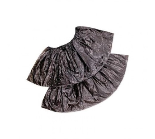 Бахилы КОМПЛЕКТ 100шт (50пар) ЭКСТРА, 39х14см, двойная резинка, 30мкм, 3,7г, черные,, ПНД-15/2р-Ч