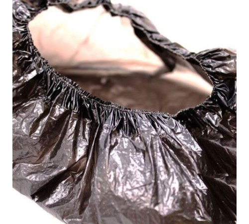 Бахилы КОМПЛЕКТ 100шт (50пар) ЭКСТРА, 39х14см, двойная резинка, 30мкм, 3,7г, черные,, ПНД-15/2р-Ч