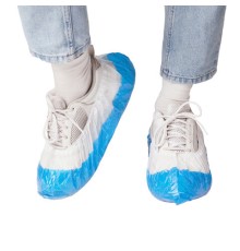 Бахилы двойные КОМПЛЕКТ 100шт (50пар) СУПЕР ЭКСТРА, 39х14см, двойн резин, 54мкм, 5,1г, ПНД-8/19/2р-Б-С