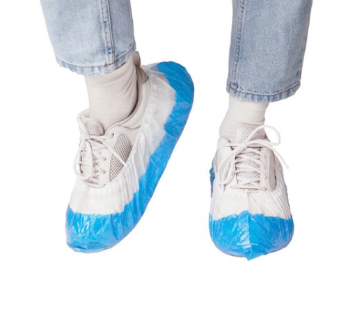 Бахилы двойные КОМПЛЕКТ 100шт (50пар) СУПЕР ЭКСТРА, 39х14см, двойн резин, 54мкм, 5,1г, ПНД-8/19/2р-Б-С