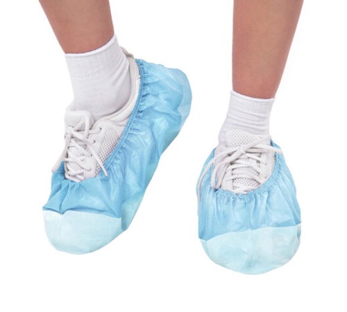 Бахилы ламинированные КОМПЛЕКТ 500шт, 38х16см, спанбонд + ПВД, 100мкм, 13г, голубые,, ПВД-50/2р-Г-Б