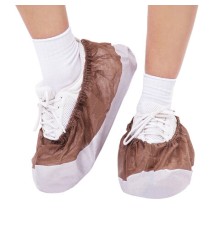 Бахилы ламинированные КОМПЛЕКТ 500шт, 38х16см, спанбонд + ПВД, 100мкм, 13г, коричнев,, ПВД-50/2р-Кор-Б