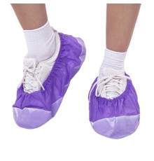 Бахилы ламинированные КОМПЛЕКТ 500шт, 38х16см, спанбонд + ПВД, 100мкм, 13г, фиолетов,, ПВД-50/2р-Ф-Б