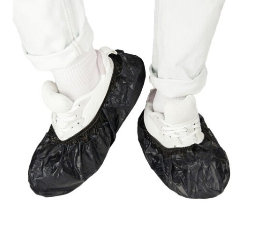 Бахилы двойные КОМПЛЕКТ 500шт (250пар) STRONG, 39х14см, 100мкм, 10г, черные, ELEGREEN, ЭГЦЧ-100/Н20