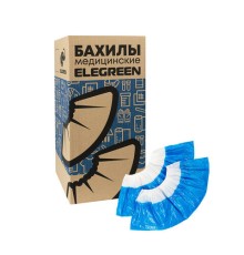 Бахилы двойные КОМПЛЕКТ 900шт (450пар) SUPER 65, 39х14см, двойная резин, 54мкм, 5,4г,, ПНД-8/19/2р-Б-С