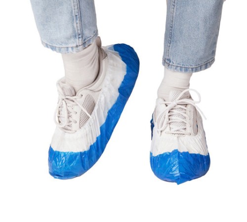 Бахилы двойные КОМПЛЕКТ 900шт (450пар) SUPER 65, 39х14см, двойная резин, 54мкм, 5,4г,, ПНД-8/19/2р-Б-С