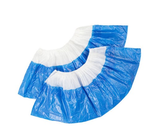 Бахилы двойные КОМПЛЕКТ 900шт (450пар) SUPER 65, 39х14см, двойная резин, 54мкм, 5,4г,, ПНД-8/19/2р-Б-С