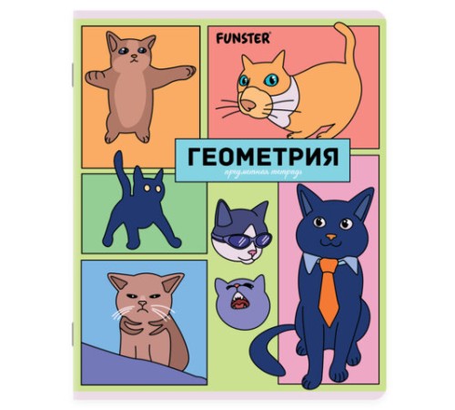 Тетради предметные, КОМПЛЕКТ 12 ПРЕДМЕТОВ, 48л, TWIN лак, FUNSTER, МЕМНЫЕ КОТЫ, 405604