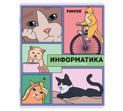 Тетради предметные, КОМПЛЕКТ 12 ПРЕДМЕТОВ, 48л, TWIN лак, FUNSTER, МЕМНЫЕ КОТЫ, 405604