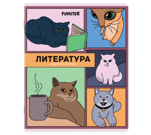 Тетради предметные, КОМПЛЕКТ 12 ПРЕДМЕТОВ, 48л, TWIN лак, FUNSTER, МЕМНЫЕ КОТЫ, 405604