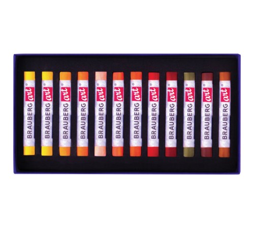 Пастель сухая художественная BRAUBERG ART CLASSIC, 12 цветов, ЗЕМЛЯНЫЕ ТОНА, круглое сечение, 181457