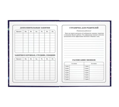 Дневник 1-4 класс 48 л., твердый, ЮНЛАНДИЯ, глянцевая ламинация, с подсказом, 