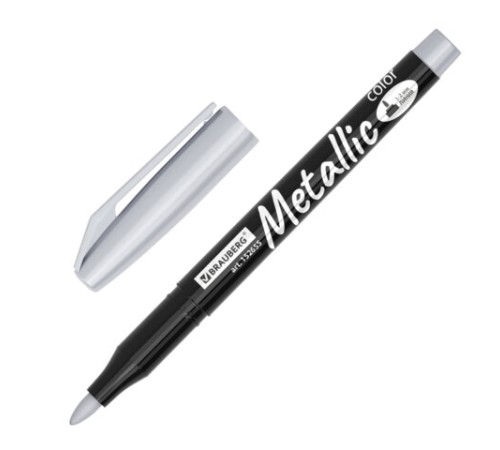 Маркеры для декорирования и рисования ЗОЛОТО и СЕРЕБРО, METALLIC MARKER, линия письма 1-2 мм, BRAUBERG, 152655