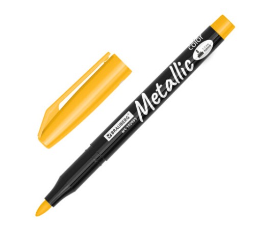 Маркеры для декорирования и рисования ЗОЛОТО и СЕРЕБРО, METALLIC MARKER, линия письма 1-2 мм, BRAUBERG, 152655