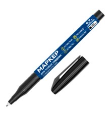 Маркер для любых гладких поверхностей, пленок, стекла, металла, ЧЕРНЫЙ OHP-70, строительный, тонкий наконечник 0,7 мм, RABBITEX, 152658