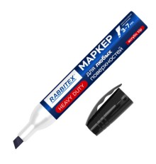 Маркер перманентный строительный для ЛЮБЫХ поверхностей металл, дерево, стекло, пластик, бетон HEAVY DUTY, ЧЕРНЫЙ 3-7мм, RABBITEX, 152659