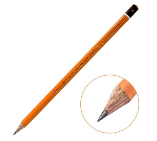 Карандаши чернографитные KOH-I-NOOR 1580, НАБОР 3шт., B-H, без резинки, заточенные, блистер, 1580003001BLRU