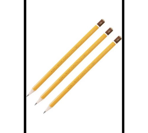Карандаши чернографитные KOH-I-NOOR 1580, НАБОР 3шт., HB, без резинки, заточенные, блистер, 15800HB001BL