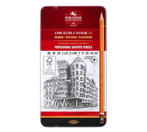 Карандаши чернографитные KOH-I-NOOR, НАБОР 12шт., 