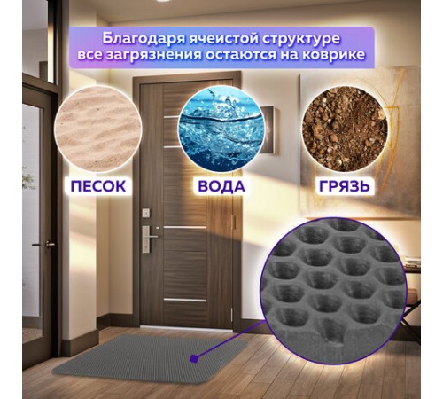 Коврик EVA / ЭВА универсальный 50х67см ячеистый (СОТЫ) применим для сушки посуды, кухни, ванной, прихожей, животных, цвет СЕРЫЙ LAIMA,608713 Коврик EVA / ЭВА универсальный 50х67см ячеистый (СОТЫ) применим для сушки посуды, кухни, ванной, прихожей, животных, цвет СЕРЫЙ LAIMA,608713