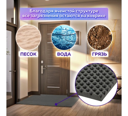 Коврик EVA / ЭВА универсальный 68х120 см ячеистый (СОТЫ) применим для кухни, ванной, прихожей, животных, авто, цвет СЕРЫЙ LAIMA, 608714 Коврик EVA / ЭВА универсальный 68х120 см ячеистый (СОТЫ) применим для кухни, ванной, прихожей, животных, авто, цвет СЕРЫЙ LAIMA, 608714
