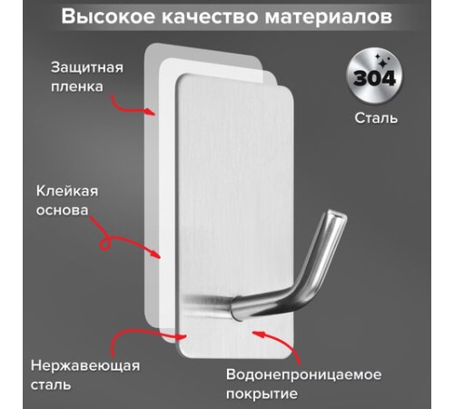 Крючки самоклеящиеся универсальные 2,5x4,5 см, КОМПЛЕКТ 4 шт., сталь, серебристые, LAIMA HOME, 608788 Крючки самоклеящиеся универсальные 2,5x4,5 см, КОМПЛЕКТ 4 шт., сталь, серебристые, LAIMA HOME, 608788