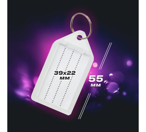 Бирки для ключей КОМПЛЕКТ 20 ШТ., длина 55 мм, инфо-окно 39х22 мм, ПРОЗРАЧНЫЕ, BRAUBERG, 237496 Бирки для ключей КОМПЛЕКТ 20 ШТ., длина 55 мм, инфо-окно 39х22 мм, ПРОЗРАЧНЫЕ, BRAUBERG, 237496