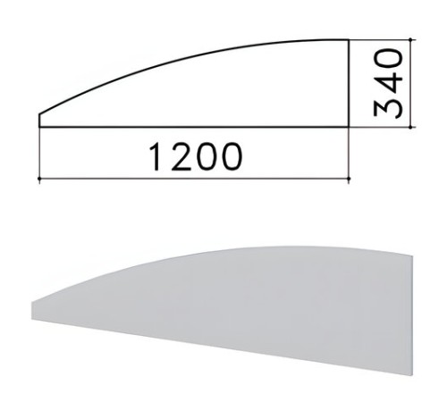 Экран-перегородка "Монолит", 1200х16х340 мм, БЕЗ ФУРНИТУРЫ (код 640237), серый, ЭМ20.11 Экран-перегородка "Монолит", 1200х16х340 мм, БЕЗ ФУРНИТУРЫ (код 640237), серый, ЭМ20.11