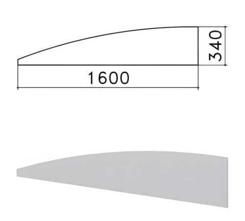 Экран - перегородка "Монолит", 1600х16х340 мм, БЕЗ ФУРНИТУРЫ (код 640237), серый, ЭМ22.11 Экран - перегородка "Монолит", 1600х16х340 мм, БЕЗ ФУРНИТУРЫ (код 640237), серый, ЭМ22.11