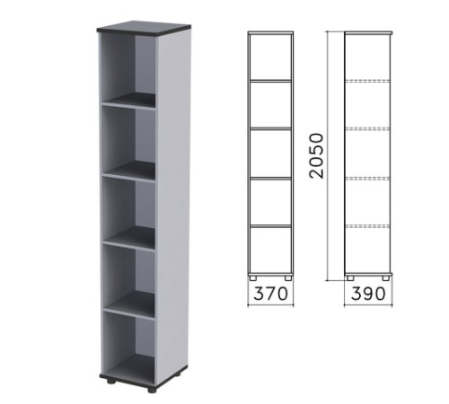 Шкаф (стеллаж) "Монолит", 370х390х2050 мм, 4 полки, цвет серый, КМ45.11