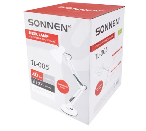 Настольная лампа-светильник SONNEN TL-005, подставка, 40 Вт, Е27, белый, высота 50 см, 237647 Настольная лампа-светильник SONNEN TL-005, подставка, 40 Вт, Е27, белый, высота 50 см, 237647