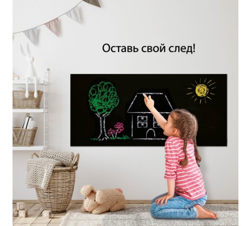 Доска-пленка меловая самоклеящаяся в рулоне, ЧЕРНАЯ, 45х100 см, 5 мелков и салфетка, BRAUBERG, 237837 Доска-пленка меловая самоклеящаяся в рулоне, ЧЕРНАЯ, 45х100 см, 5 мелков и салфетка, BRAUBERG, 237837