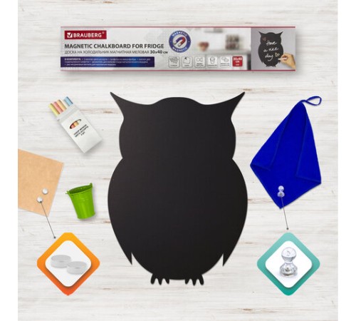 Доска на холодильник магнитно-меловая 30х40 см "Baby Owl" с набором аксессуаров, BRAUBERG, 237842 Доска на холодильник магнитно-меловая 30х40 см "Baby Owl" с набором аксессуаров, BRAUBERG, 237842