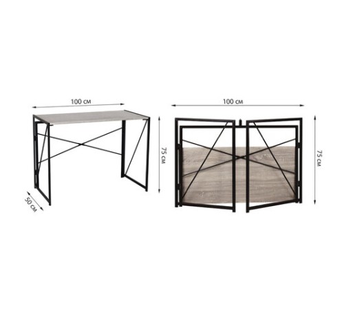 Стол на металлокаркасе BRABIX "LOFT CD-002", 1000х500х750 мм, складной, цвет дуб антик, 641213 Стол на металлокаркасе BRABIX "LOFT CD-002", 1000х500х750 мм, складной, цвет дуб антик, 641213