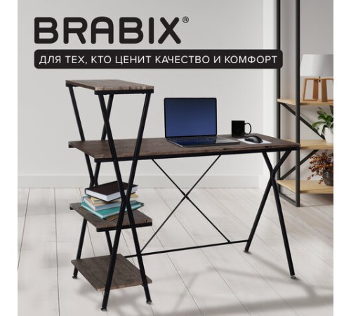 Стол на металлокаркасе BRABIX "LOFT CD-004", 1200х535х1110 мм, 3 полки, цвет морёный дуб, 641218 Стол на металлокаркасе BRABIX "LOFT CD-004", 1200х535х1110 мм, 3 полки, цвет морёный дуб, 641218