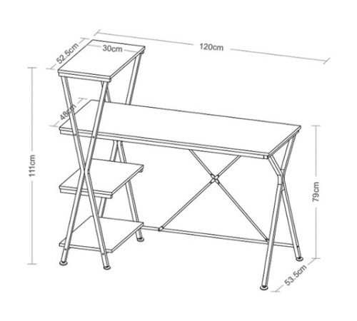 Стол на металлокаркасе BRABIX "LOFT CD-004", 1200х535х1110 мм, 3 полки, цвет дуб натуральный, 641220 Стол на металлокаркасе BRABIX "LOFT CD-004", 1200х535х1110 мм, 3 полки, цвет дуб натуральный, 641220