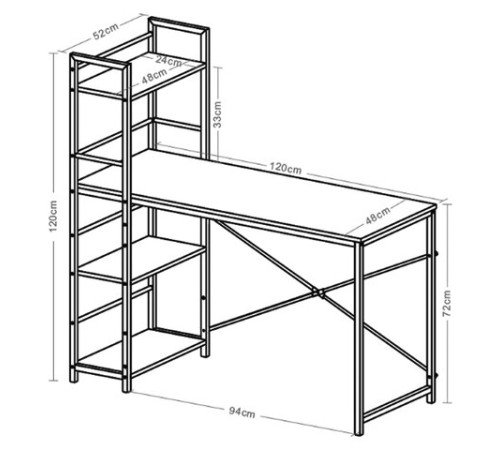 Стол на металлокаркасе BRABIX "LOFT CD-005", 1200х520х1200 мм, 3 полки, цвет дуб антик, 641222 Стол на металлокаркасе BRABIX "LOFT CD-005", 1200х520х1200 мм, 3 полки, цвет дуб антик, 641222